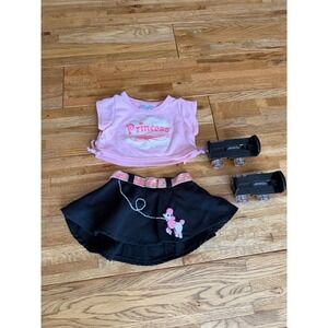 Build a Bear Doll Clothes Pink Princess Shirt Black Poodle Skirt Outfit Set